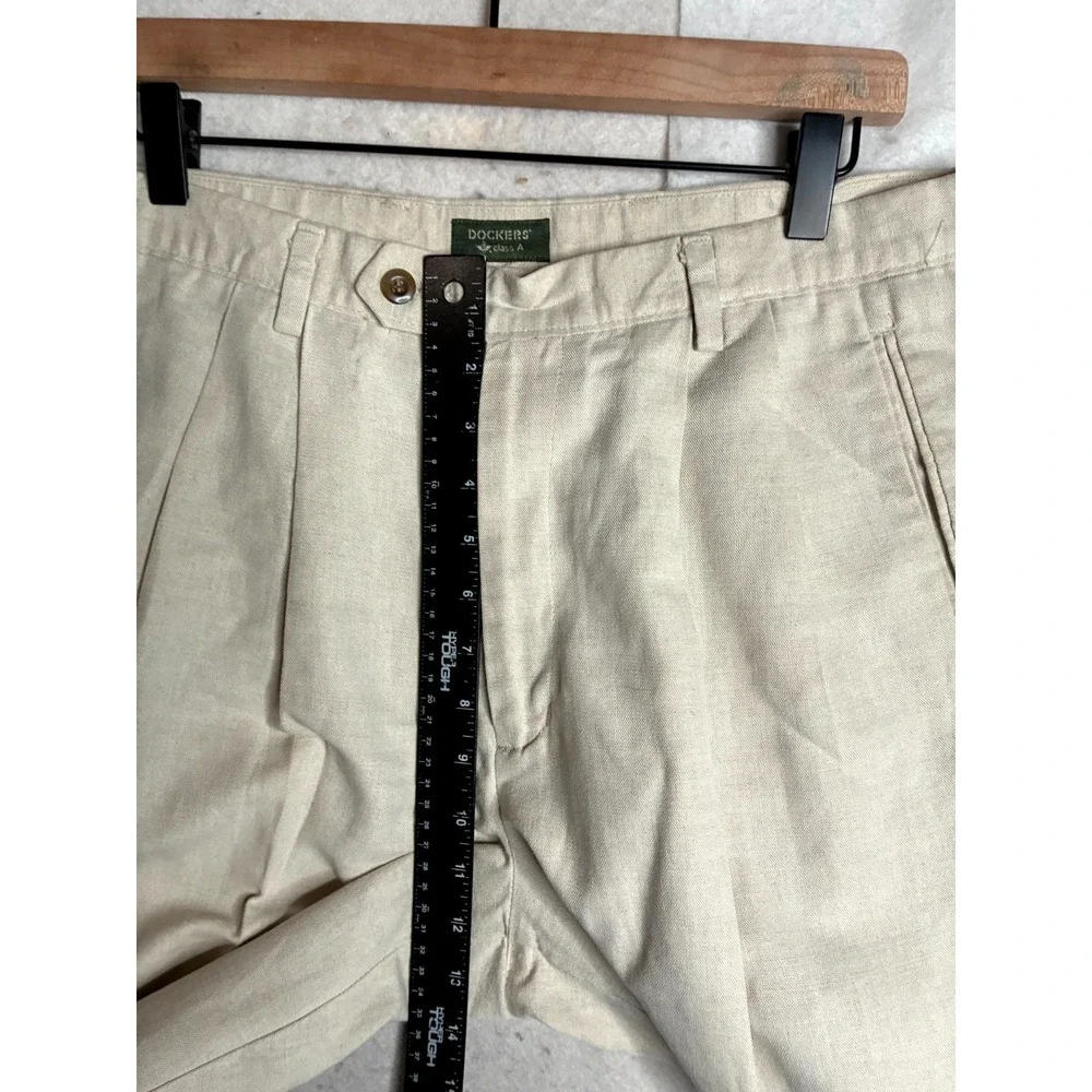 Dockers Dress Pants Mens 34X31 Beige Cotton Cuffed Hem Casual Straight Leg